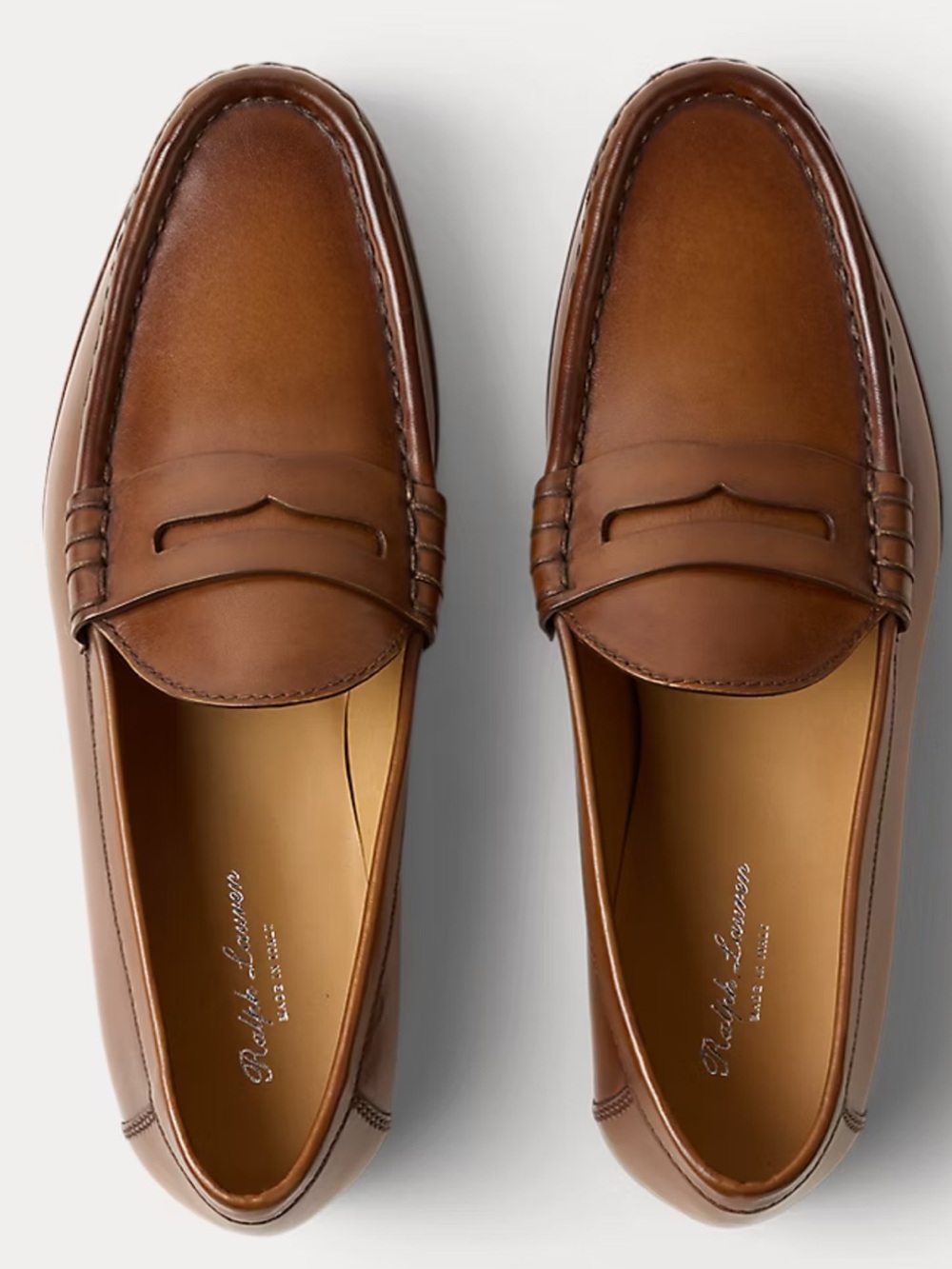 Ralph Lauren Purple Label Chalmers Burnished Calfskin Penny Loafer